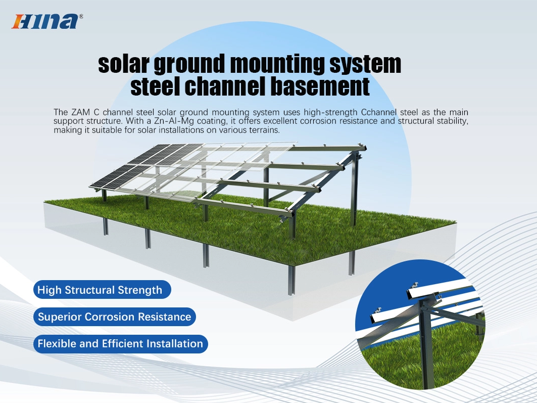 Cynkowo-aluminiowo-magnezowy stalowy system montażu naziemnego z kanałem C